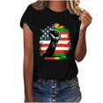 thumbnail image 2 of Itsame 4th of July Shirts Women Independence Day Short T-Shirt Sleeve American Flags Printed Short Sleeve Top Black Size S, 2 of 4