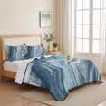 thumbnail image 5 of Twin XL Quilt Set 68''x98'', Blue Marble Lightweight Summer Bedspread Coverlet Set with 2 Pillow Shams, Abstract Ink Painting Art Modern Breathable All Season Quilt Bedding for Dorm/Guest Room, 5 of 9