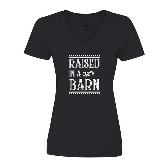 Inktastic RAISED in a BARN in White Women's V-Neck T-Shirt