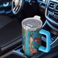 thumbnail image 6 of OBREWU Dogs with Flowers Tumbler with Handle and Lid,Dogs with Flowers 40oz Double Wall Vacuum Insulated Tumbler,Cups Gift for Women and Men, 6 of 7