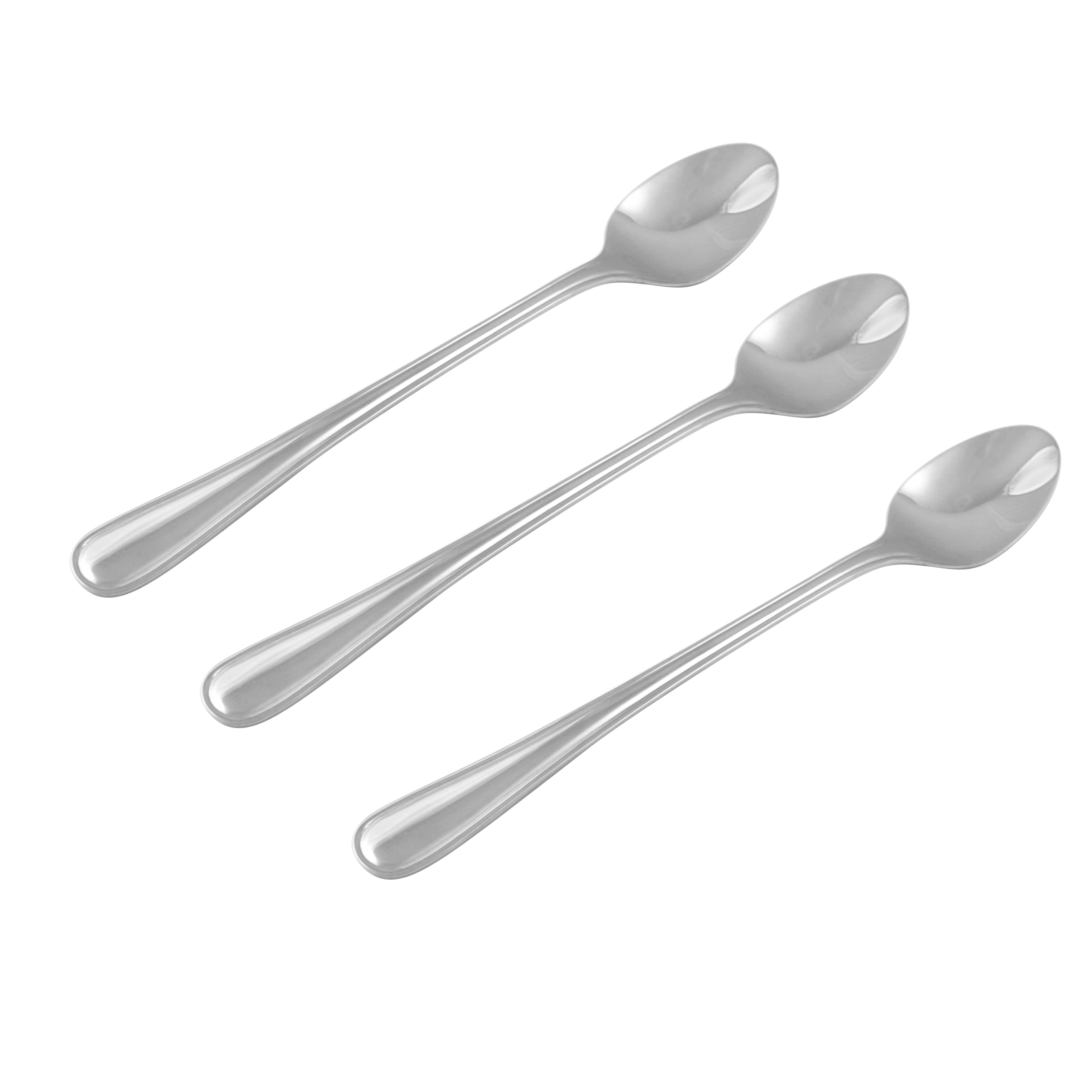 Mainstays Fleetline 3 Piece Stainless Steel Tall Drink Spoon Set, Silver Tableware