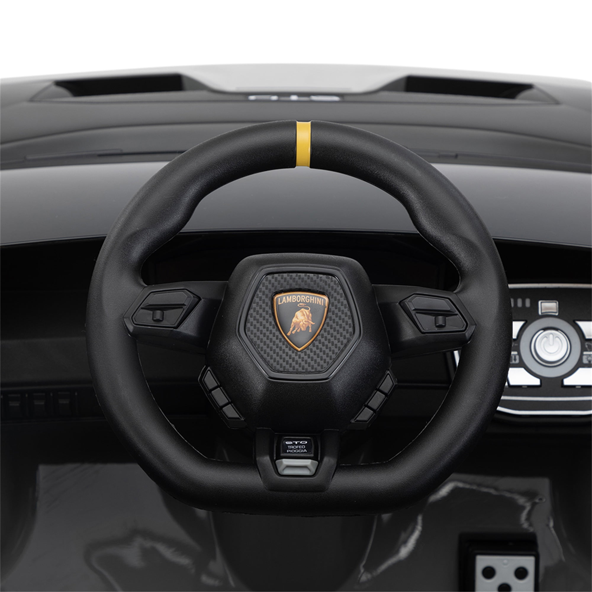 CIPACHO Kids Electric Ride On 12V Licensed Lamborghini Sto Battery Powered Sports Car Toy with 2 Speeds, Parent Control, Sound System, LED Headlights, Hydraulic Doors, Gray