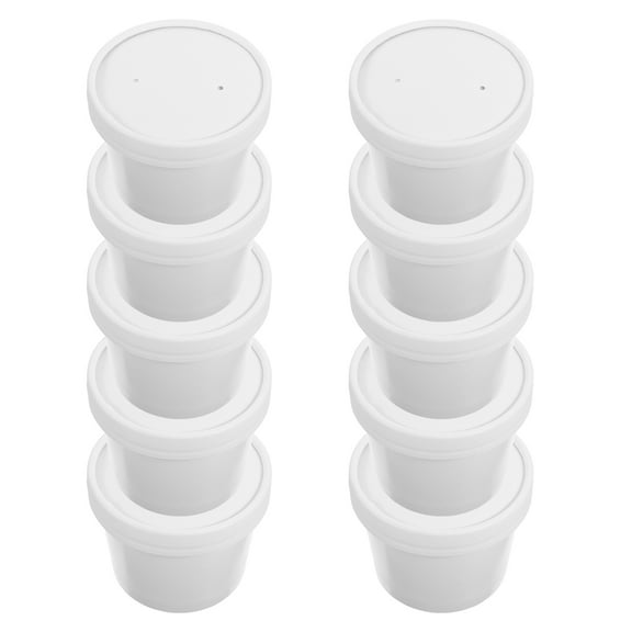 UPOUART Disposable Soup Cups with Lids 10 Sets White Paper Porridge Packing Cups 3.6X3.6X2.4In