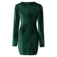 thumbnail image 5 of KaLI_store Formal Dress Women's Summer Floral Midi Bodycon Dresses Short Puff Sleeve Square Neck Ruffle Hem Dress Green,M, 5 of 5