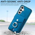 thumbnail image 4 of Compatible with Samsung Galaxy S24+ Card Slot Back Case, 360 Degree Rotatable Ring Stand Plating Button PU Leather Support Magnetic Car Mount Phone Case Cover for Samsung Galaxy S24+, Blue, 4 of 13