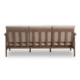 thumbnail image 6 of Baxton Studio Venza Mid-Century Modern Walnut Wood Light Brown Fabric Upholstered 3-Seater Sofa, 6 of 7