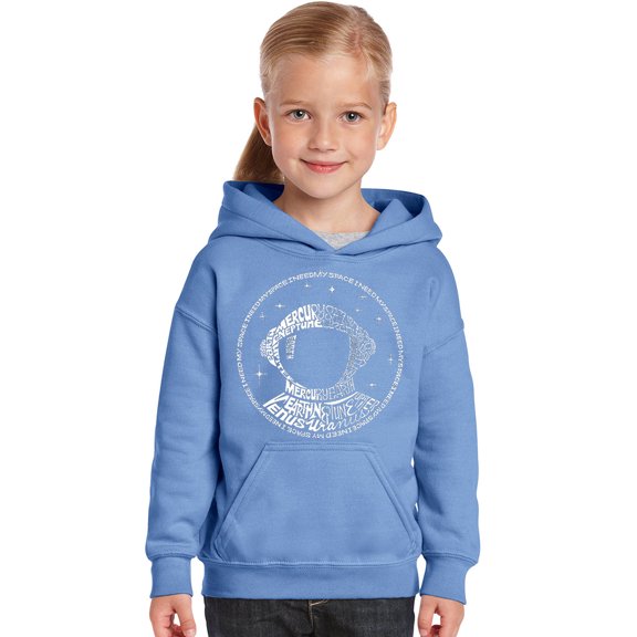LA Pop Art Girl's Word Art Hooded Sweatshirt - I Need My Space Astronaut