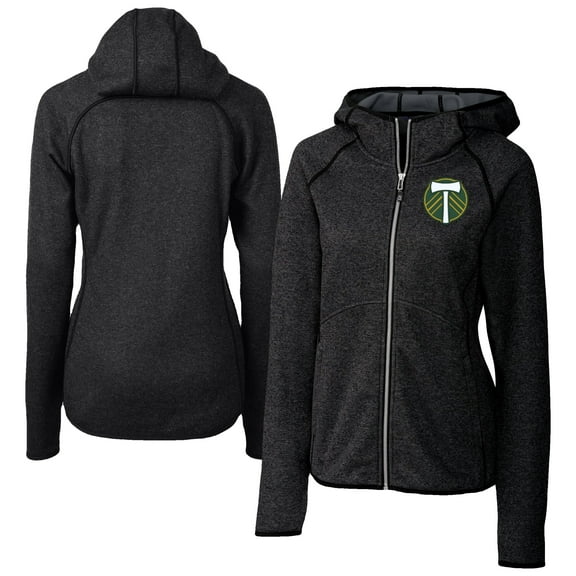 Women's Cutter & Buck  Heather Charcoal Portland Timbers  Mainsail Sweater-Knit Full-Zip Jacket