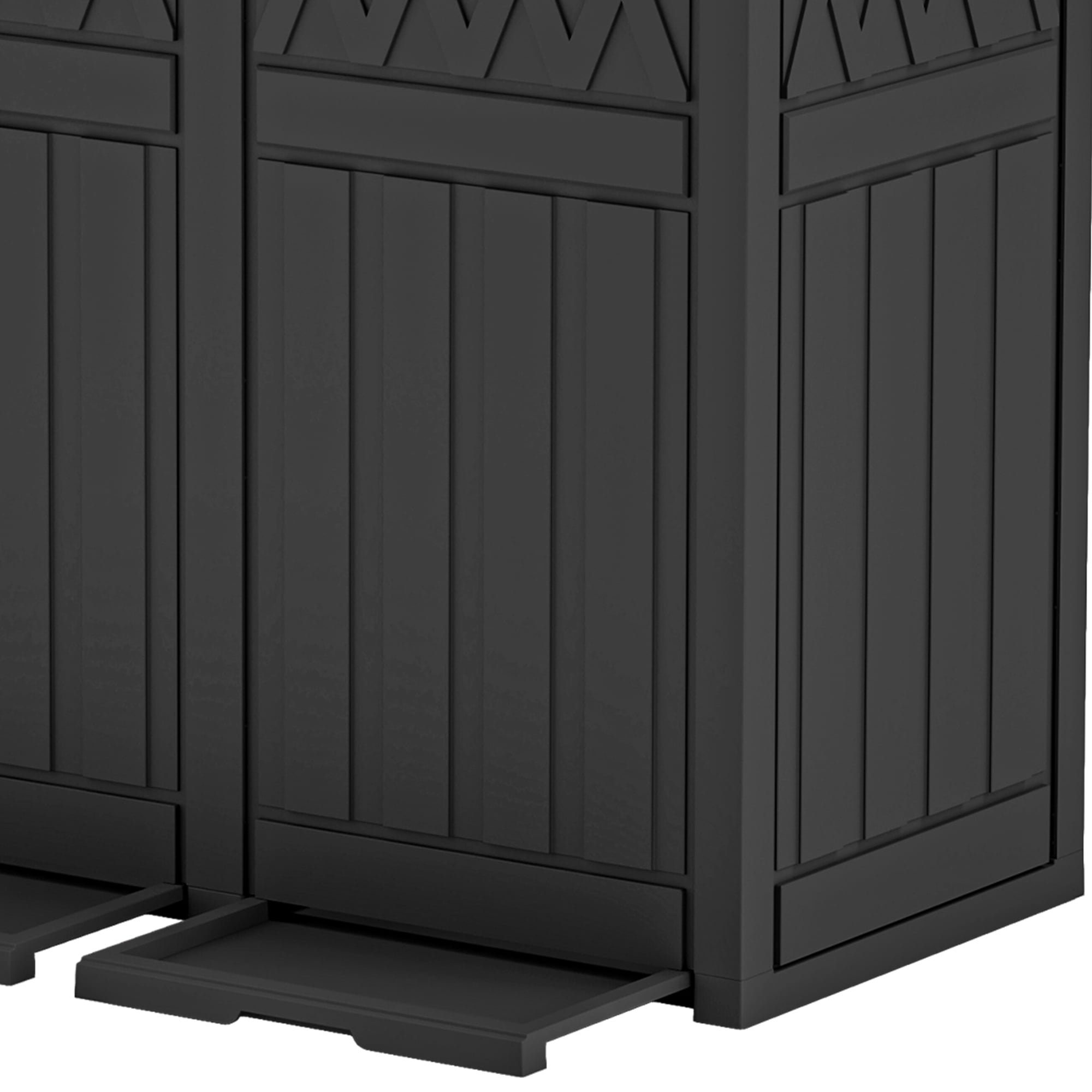 Dextrus 76 Gal Resin Outdoor Garbage Bin, Dual Can Design, Tiered Lid & Drip Tray, Black