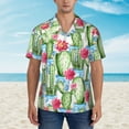 thumbnail image 4 of Balery Flowers and Cactus Print Men's Hawaiian Shirts Short Sleeve Beach Shirt Relaxed Fit Vacation Button Down Shirts-3X-Large, 4 of 9