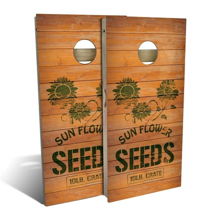 Skip's Garage Sunflower Crate Solid Wood Cornhole Board Set