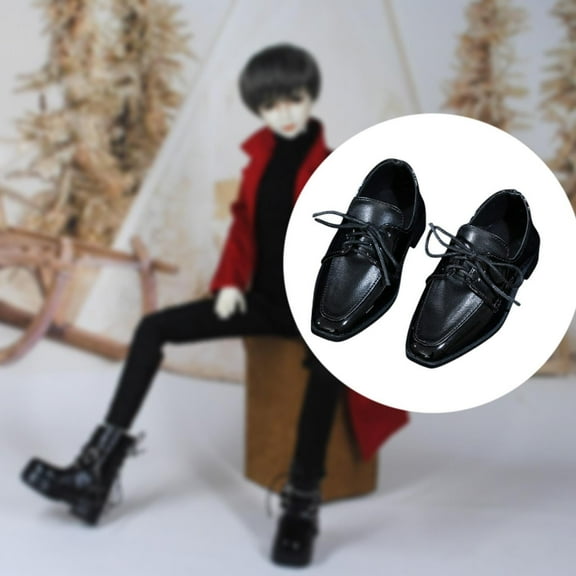 Vaveren 1:3 Doll Shoes Doll Figure Shoes Dress up Decor Kids Toys DIY PU Leather Formal Shoes Men Dress Shoes for Birthday Gifts Boys