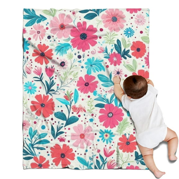 Pioneer Flower Floral Print Pattern Blanket,Comfortable Soft Flannel Throw Blanket,All Season,Warm Lightweight Blankets for Sofa Bed Couch Living Room Chair,30"x40"
