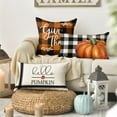 thumbnail image 3 of Sm:)e Buffalo Check Plaid Fall Throw Pillow Covers 12 x 20 Set of 4 Maple Leaf Hello Pumpkin, 3 of 6
