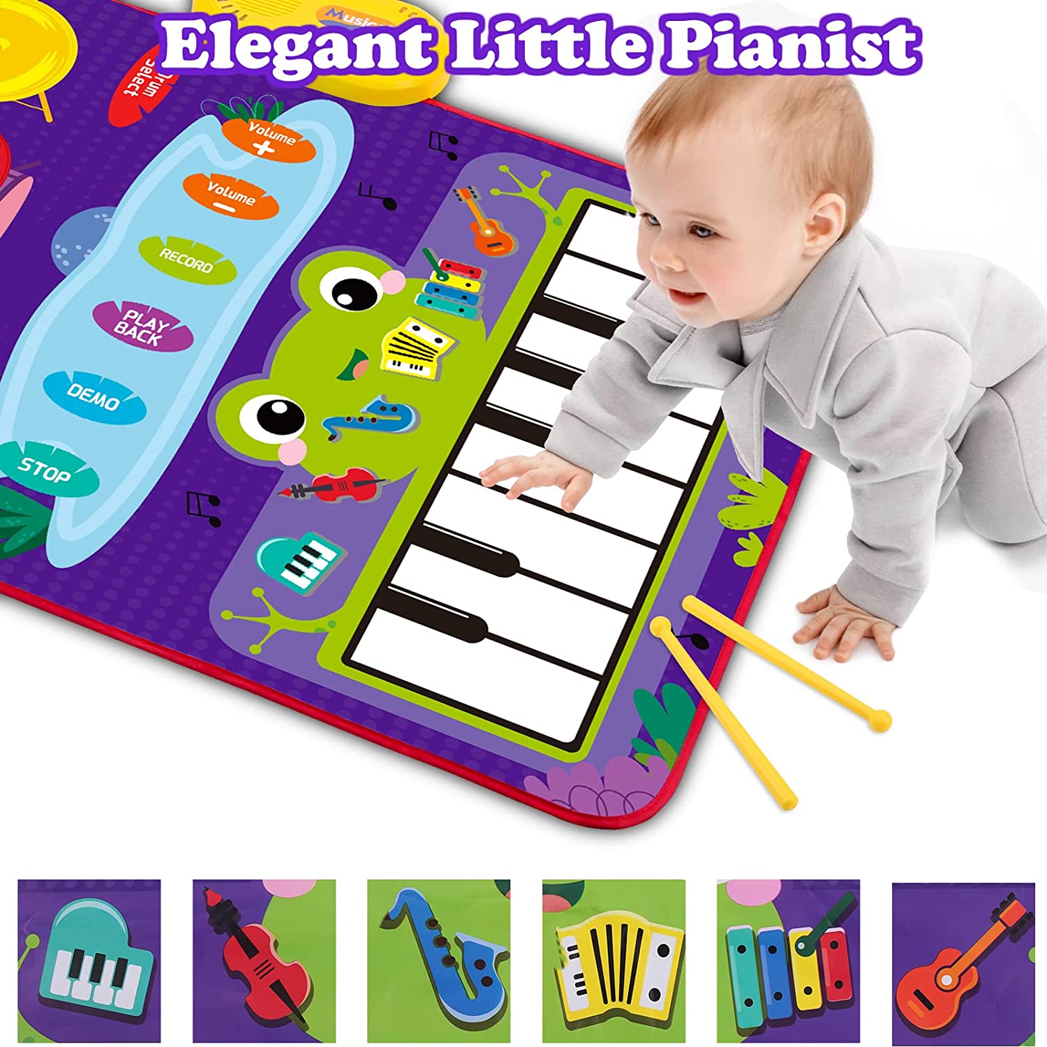 Yiomxhi Baby Toys 12-18 Months,2 in 1 Piano Mat & Drum Mat,Learning Toys,Baby Toys for 1 Year Old,Sensory Toys for Toddlers,Gifts for 1 Year Old Boys,Girls,Twins,Birthday Gifts, Christmas Gift