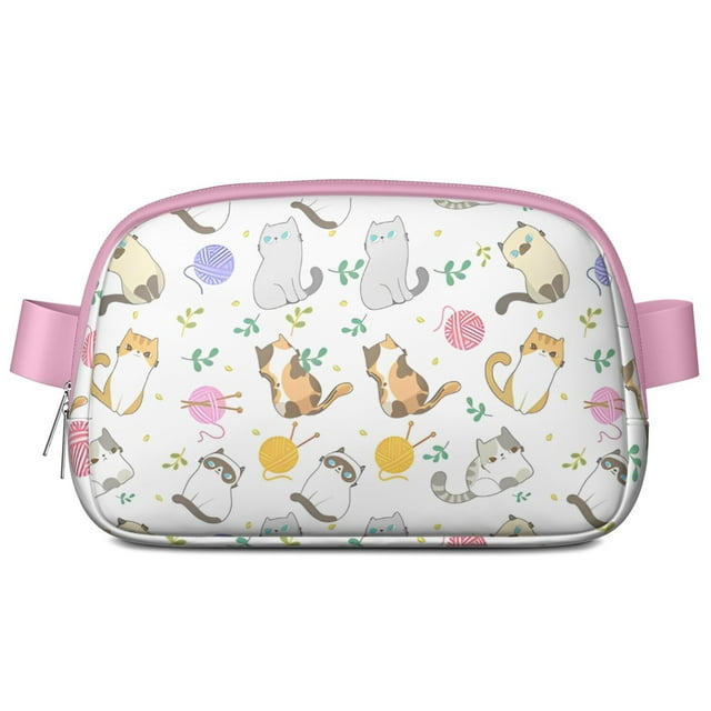Pet Lover's Waist Bag - Fashionable Waterproof Fanny Pack with Cute Cat Design, Adjustable Belt Bag for Travel, Commuting & Outdoor Activities