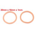 thumbnail image 3 of Unique Bargains Uxcell 20mm x 16mm x 1mm Flat Ring Copper Crush Washer Sealing Gasket Fastener (10-pack), 3 of 5