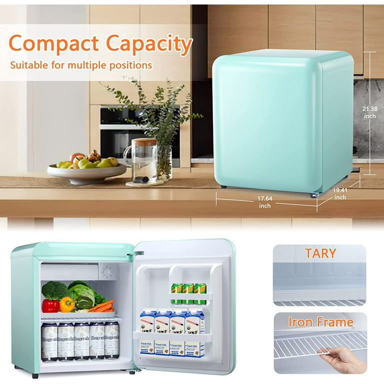 Compact Refrigerator Mini Fridge for Beverage, Ice Cream, Vegetable, Fruit,  1.7 Cu. Ft. Freezer with Drip Tray, Bottle Racks and Defrost Button, Great  for Bedroom, Office, Dorm, Black 