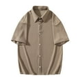 thumbnail image 2 of pstuiky camisetas para hombre, Camisa informal de manga corta con estampado de rayas y cuello vuelto para hombre camisas casuales para hombre m, 2 of 6