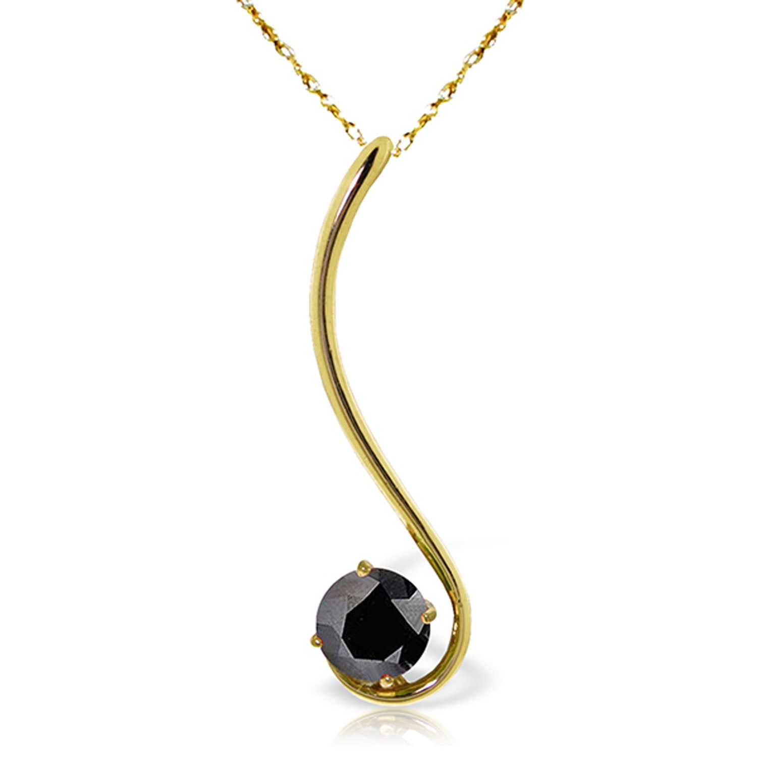 Galaxy Gold 14K Solid Yellow Gold 18" Necklace with 0.50 Carat Natural Black Diamonds, 14"-24" Sizes, April Birthstone, Symbol of Strength