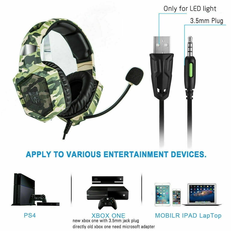 Headset Onikuma K8. Auriculares gaming con micrófono omnidireccional y  reducción de ruido. Conexión minijack, luces LED.