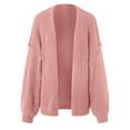 thumbnail image 4 of vigerkar Women's Chunky Cardigan Sweaters Fall Open Front Long Sleeve Ribbed Knit Short Cardigans Outerwear Coats (Pink, M), 4 of 5