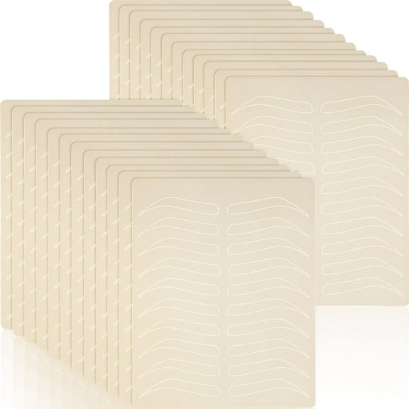 Leelosp 24 Pieces Microblading Practice Skin Double Sided Microblading Supplies Eyebrows Tattoo Fake Practice Skin Silicone No Ink Makeup Silicone Fake Brow Sheet C63