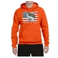 thumbnail image 2 of Wild Bobby, American Flag Jumping Largemouth Bass Fish, Fishing, Unisex Graphic Hoodie Sweatshirt, Orange, X-Large, 2 of 3