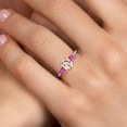 thumbnail image 4 of Gem Stone King 10K White Gold Peach Morganite and Pink Sapphire 3-Stone Ring for Women | 1.27 Cttw | Oval 8X6MM | Gemstone October Birthstone | Size 5, 4 of 6