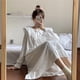 thumbnail image 3 of Pijama de manga larga para mujer, cuello de muñeca sobre la rodilla, corte de hada, estilo coreano, ropa de hogar, estilo princesa para mujer, 3 of 6