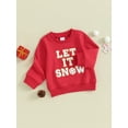 thumbnail image 3 of Suealasg Kids Girls Boys Christmas Sweatshirts Little Girls Boys Long Sleeve Crewneck Letter Snowflake Print Pullover Tops 6M 1T 2T 3T 4T Child Casual Winter Clothes, 3 of 9