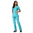 thumbnail image 1 of Maevn Red Panda Women's V-Neck Two Pocket Solid Top &Half Elastic Pant Scrub Set, 1 of 5