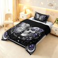 thumbnail image 2 of Homewish Halloween Skull Butterflies Twin Comforter Sets,Plant Mushrooms Bedding Set,Black Purple,Black Reversible,2 Pieces,1 Comforter and 1 Pillowcase, 2 of 7