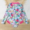 thumbnail image 3 of Swim Suits For Girls 8-10 Long Sleeve Floral Print Swimsuit Zipper Rash Guard Bathing Suits UPF 50+ Holiday Casual Swimwear Hot Pink,160, 3 of 5
