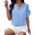 thumbnail image 4 of SLADYGLO Women V Neck Ruffle Sleeve Flowy Blouse, 4 of 7