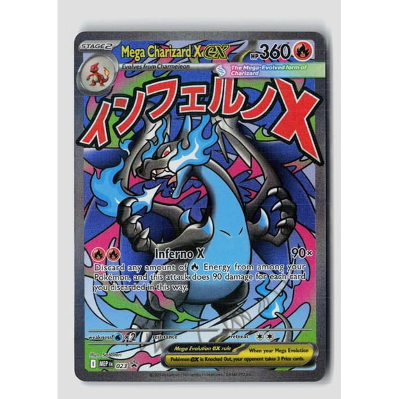 Collectible 2025 Mega Evolution Mega Charizard X EX FA Holo Black Star Promo #023 Pokemon Card