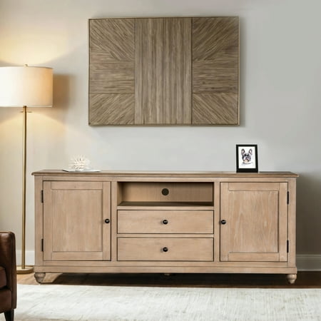 Furniture of America Lociste Farmhouse Television Stand for TVs up to 80”  Light Washed White