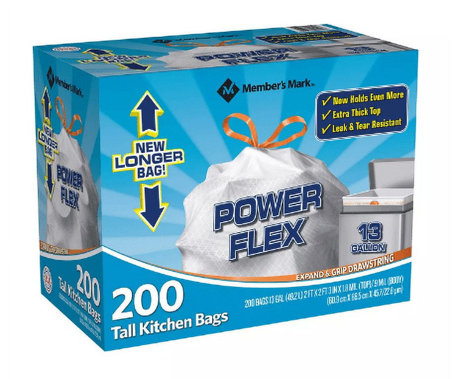 260 ct 13 Gallon Power Flex Tall Kitchen Trash Bags Strong with