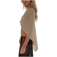 thumbnail image 5 of Feancey Womens Beach Cover Up Tops Sun Protection Knit Sheer Poncho See Through High Low Hem Crochet Shrug Summer Clothes Khaki Free Size, 5 of 6