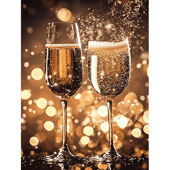 Champagne Glasses Decorative Painting/Canvas Art， Perfect for Bar， Living Room， Dining Room， Kitchen， Bedroom， Celebration， Wedding Decor， Party Decoration and Home Decor， Champagne Toast Art