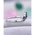 thumbnail image 2 of Blue Sapphire Ring Curved Crown Chevron Wedding Band Ring Wedding Anniversary Gift 925 Sterling Silver Gemstone Jewelry For Women Gift, 2 of 5
