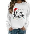 thumbnail image 2 of HOMBOM Womens Sweatshirts White Merry Crewneck Cozy Xmas Essentials Graphic Sweatshirt for Ladies Christmas, 2 of 5