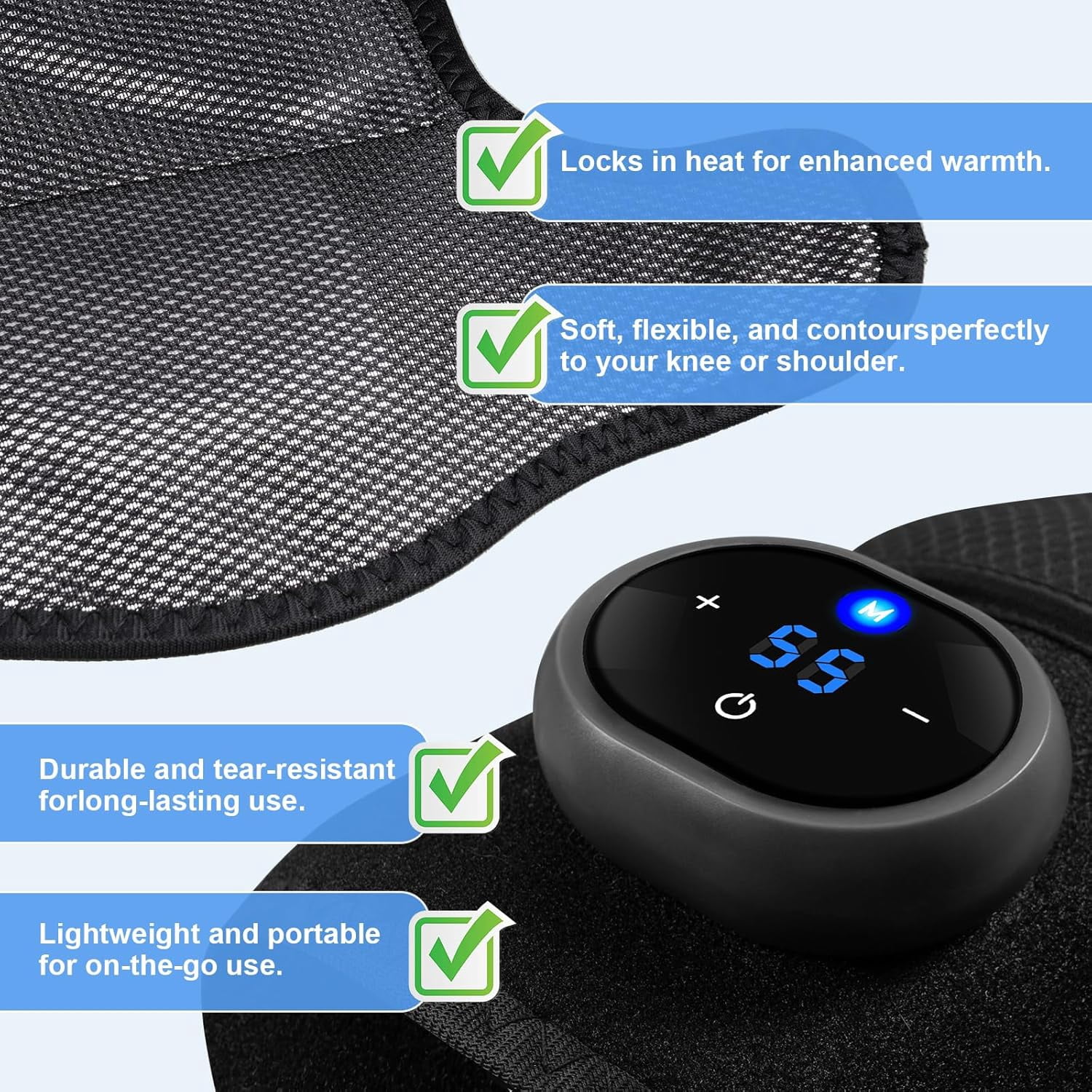 Knee Massager with Heat and Vibration Massage, Knee Brace Pain Relief for Joints Elbow Shoulder Ligament and Muscles Injuries, Two Adjustable Straps, Suit for Family Home