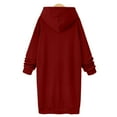 thumbnail image 4 of Duoif Chandail en Molleton pour Femmes, Robe à Capuche Longueur Genou, Long Chandail-Over, Hauts à Capuche Séparés, Automne Hiver, Chandail en Peluche pour Femmes, Rouge 3 TG, 4 of 7