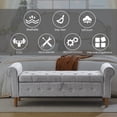 thumbnail image 5 of 62" Grey Button - Stitched Storage Bench with Rolled Arms - Suitable for Bedroom, Fireplace, and Shoe - Putting, 5 of 6