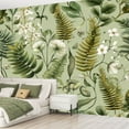 thumbnail image 2 of Peel and Stick Wallpaper Waterproof white flowers fern leaves Botanical Wall Mural Decor Self Adhesive and Removable 69in x 98in, 2 of 8