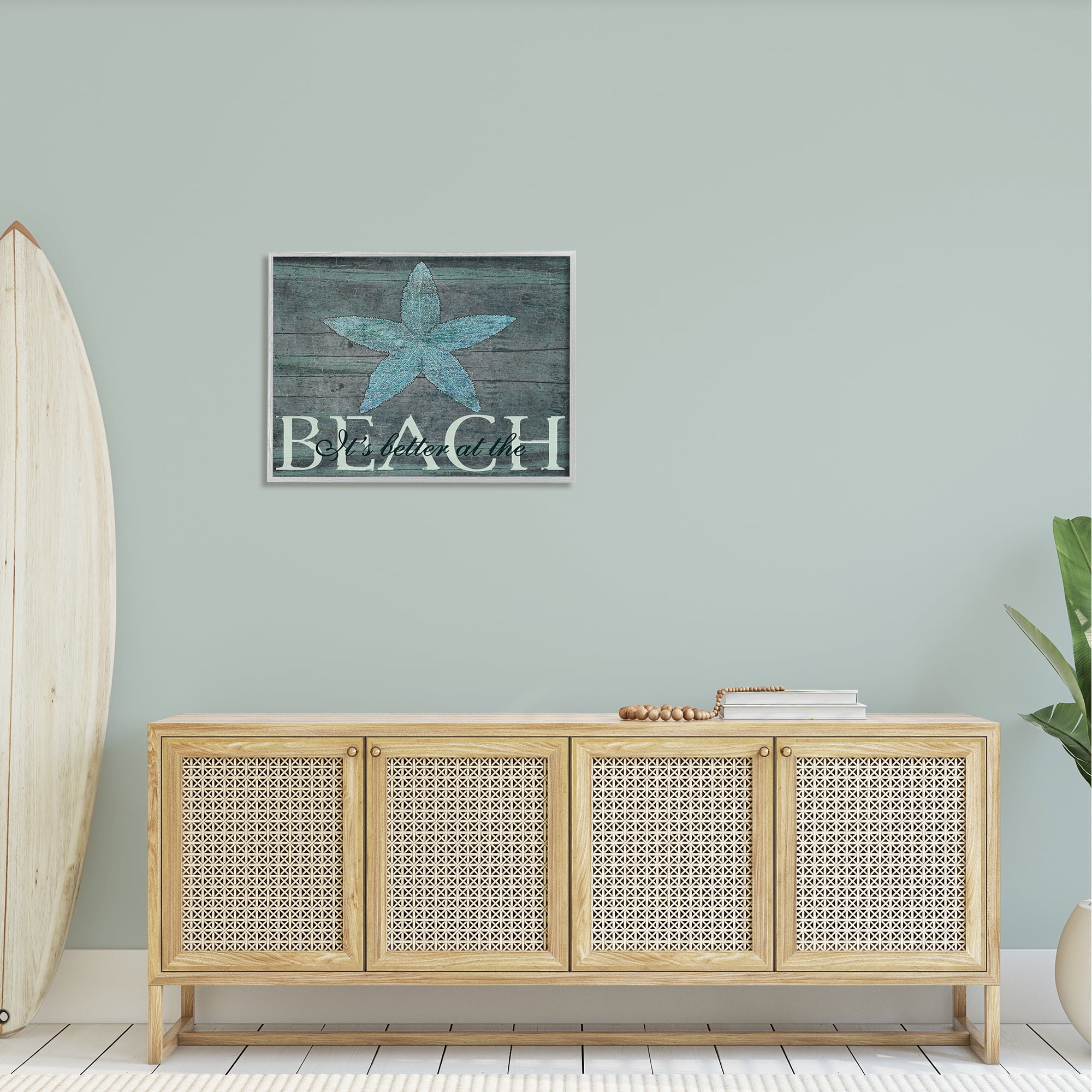 Stupell Industries The Stupell Home Decor It's Better At The Beach Starfish Graphic Art Framed Art Print Wall Art, 24x30, By Marilu Windvand
