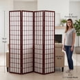 thumbnail image 6 of Roundhill Furniture Roland 4 Panel Oriental Shoji Screen/Room Divider in Cherry, 6 of 6