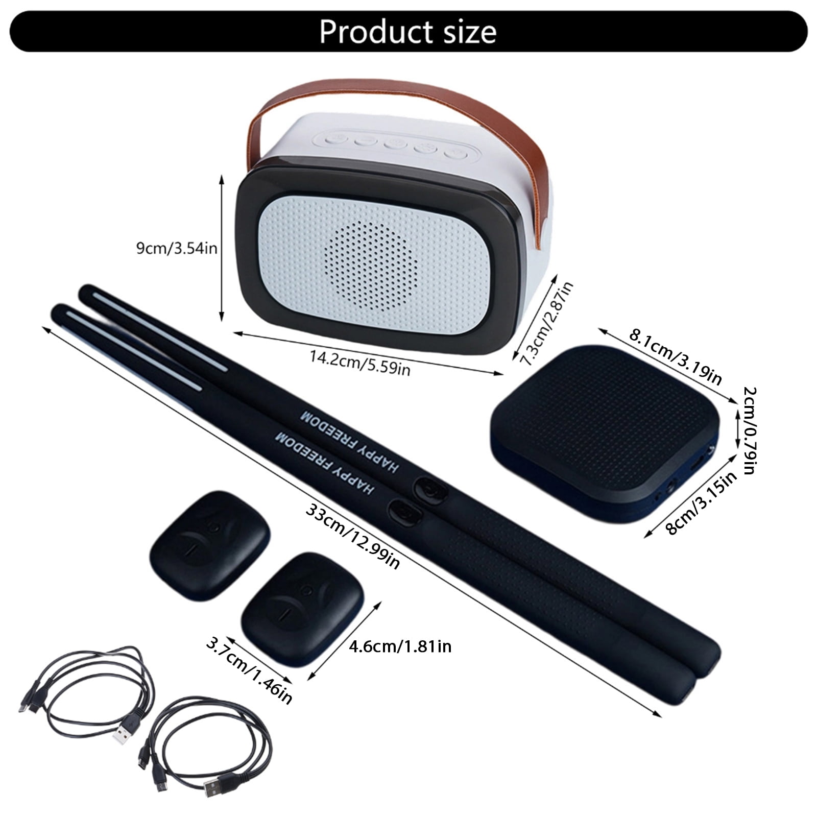 Portable Electric Air Drum Set Virtual Air Drum with Drumsticks 3D Motion Sensing Air Drum for Beginners, Children