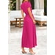 thumbnail image 2 of Vestido largo PRETTYGARDEN para mujer, verano 2025, cuello en V, con volantes, rojo, 2 of 8